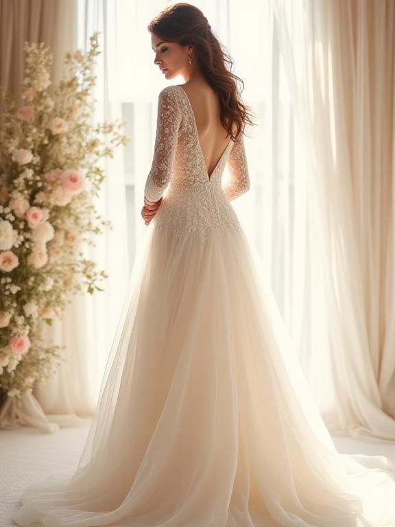Vestido de novia a medida confeccionado en Lumina Atelier, Madrid